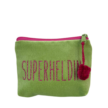 Frau Heidelberg Kosmetiktasche S grün pink SUPERHELDIN