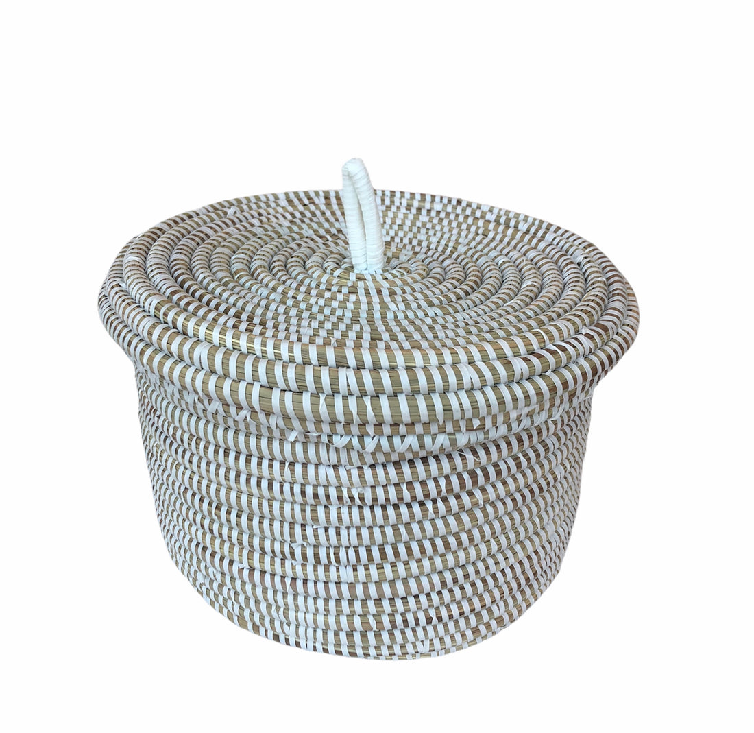 EA-Deco Korb mit Deckel Mittel natur/weiß