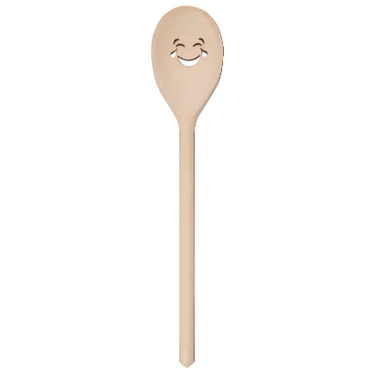 Holzlöffel mit lachendem Gesicht und Tränen