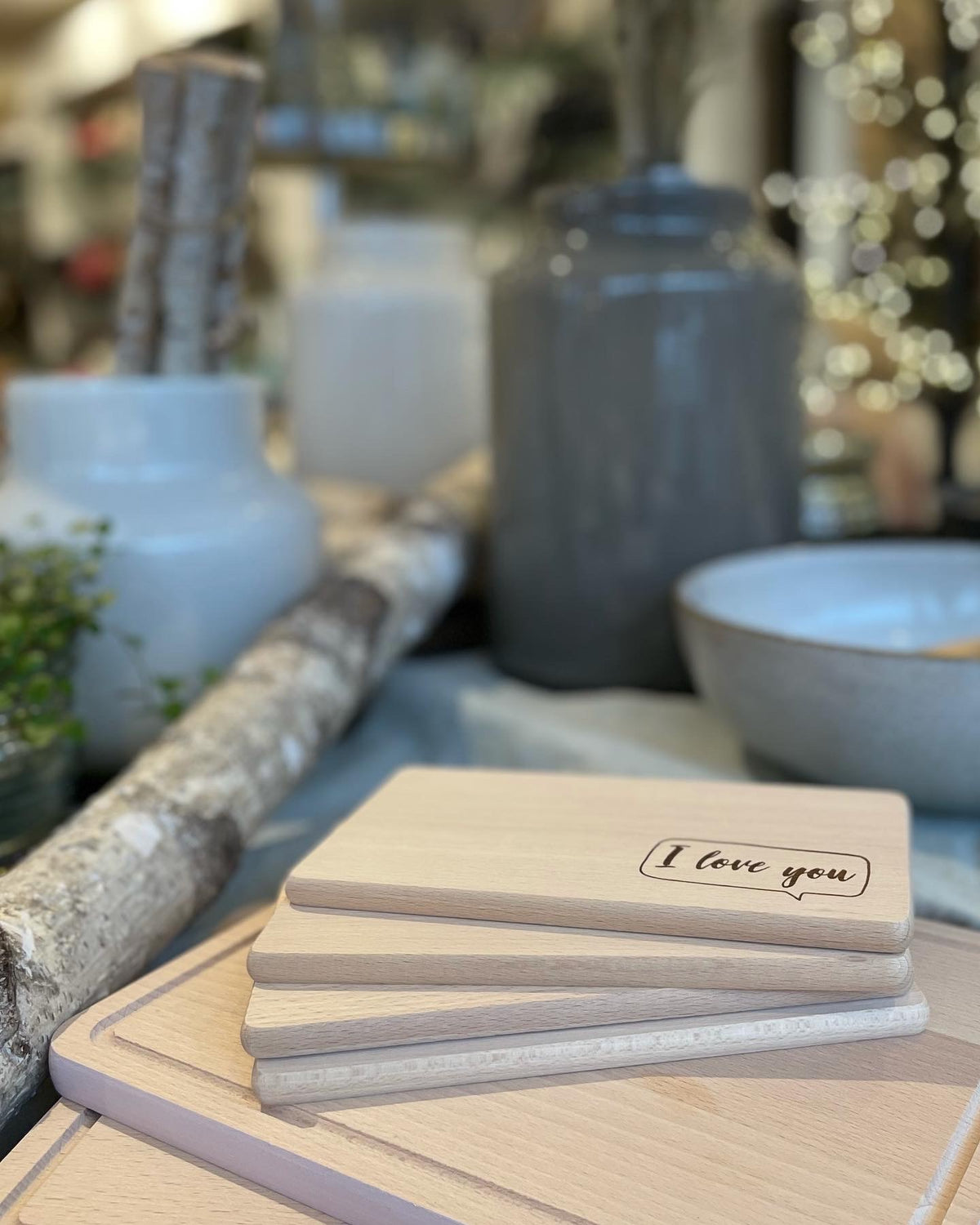 Frühstücksbrettchen mit Gravur "I love you“
