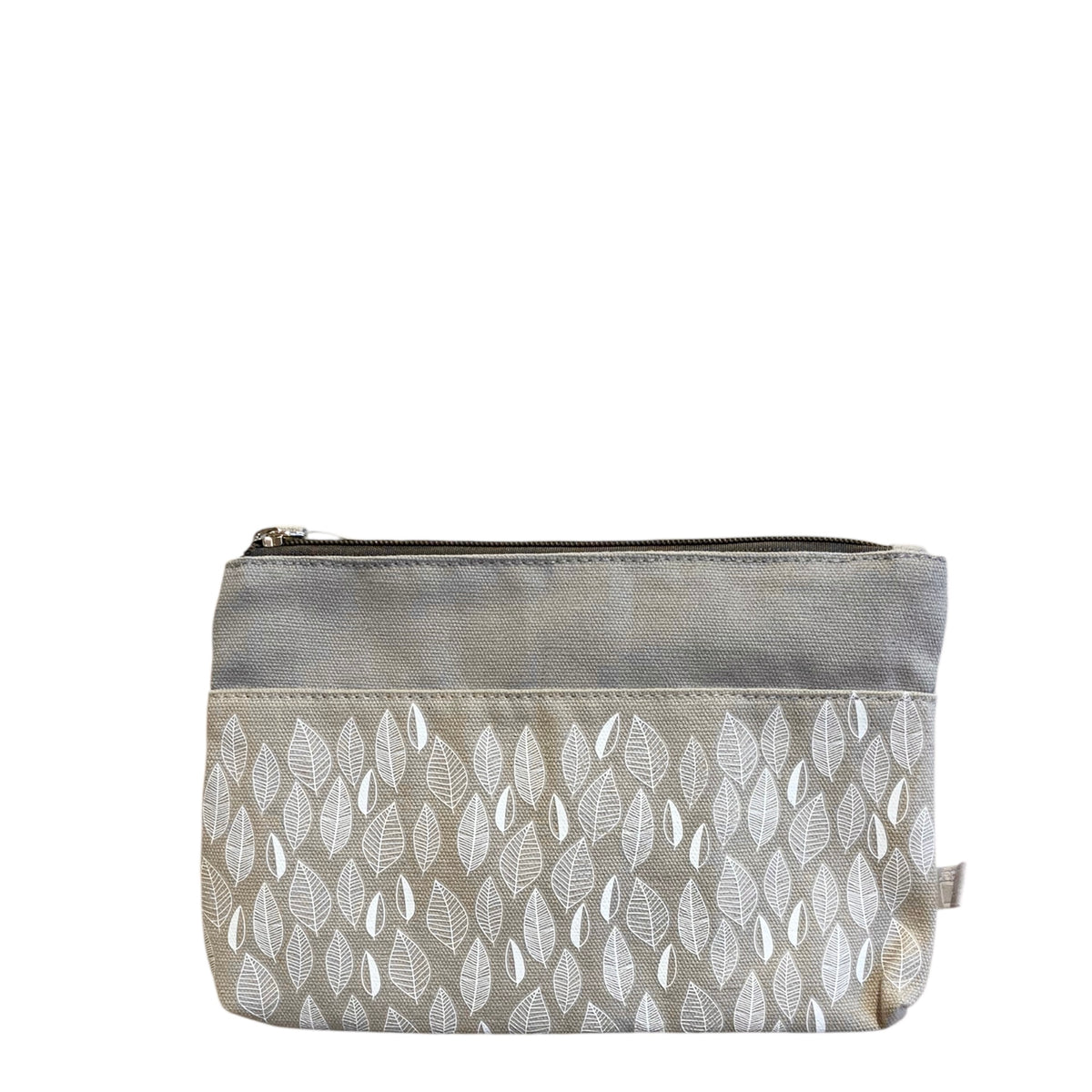 Kosmetiktasche &amp; Taschen-Organizer M „Blättermuster“, grau