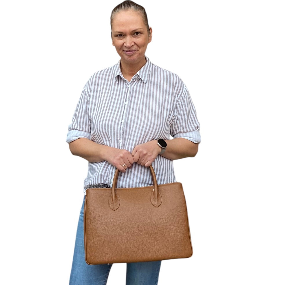 Maxima Handtasche groß cuoio, cognac