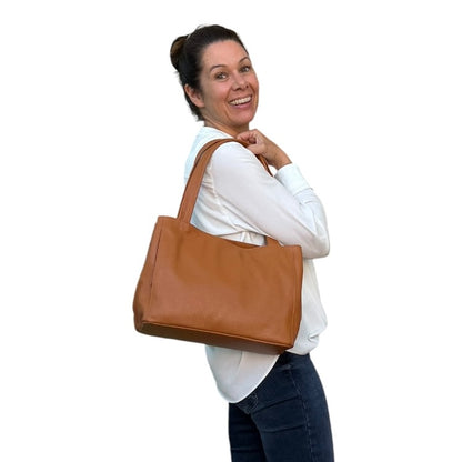 Maxima Arbeitstasche Schultertasche, biscotto cognac