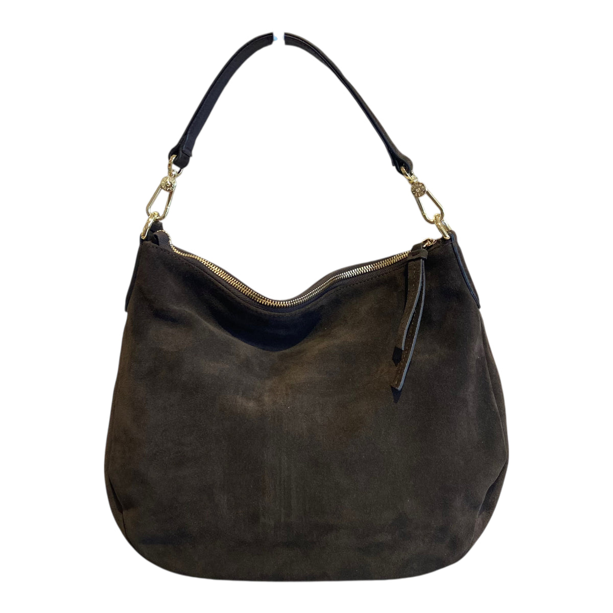 abro JUNA Hobo small velour, dark brown