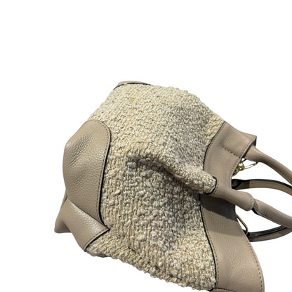 abro ESSENTIAL Handtasche small Leder &amp; Bouclé, siena, beige