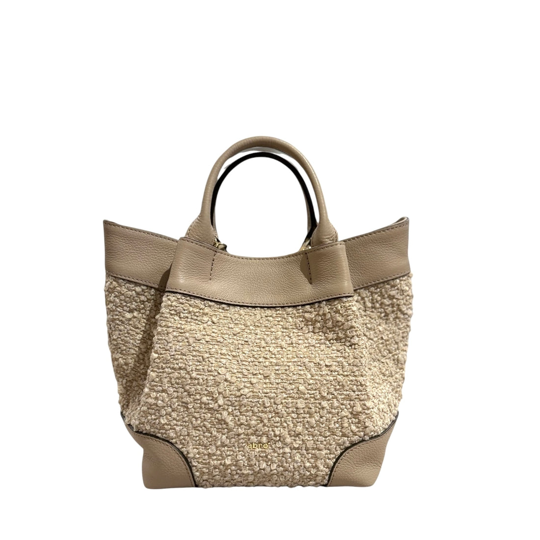 abro ESSENTIAL Handtasche small Leder &amp; Bouclé, siena, beige