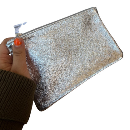 Kosmetiktasche &amp; Taschen-Organizer S aus Leder, silber metallic
