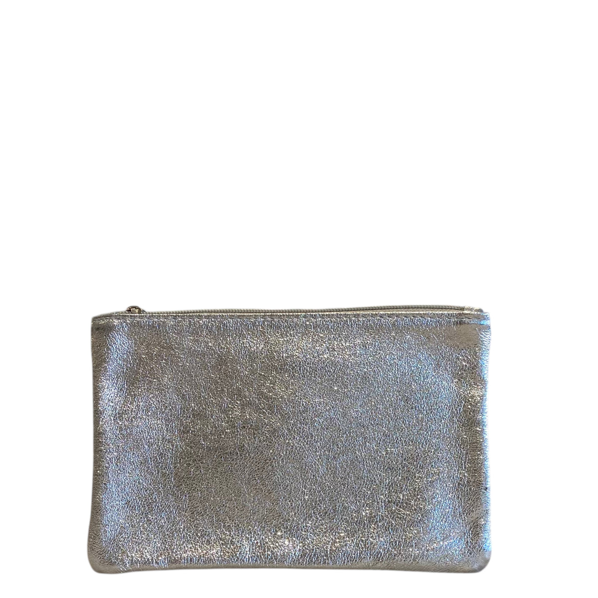 Kosmetiktasche &amp; Taschen-Organizer S aus Leder, silber metallic