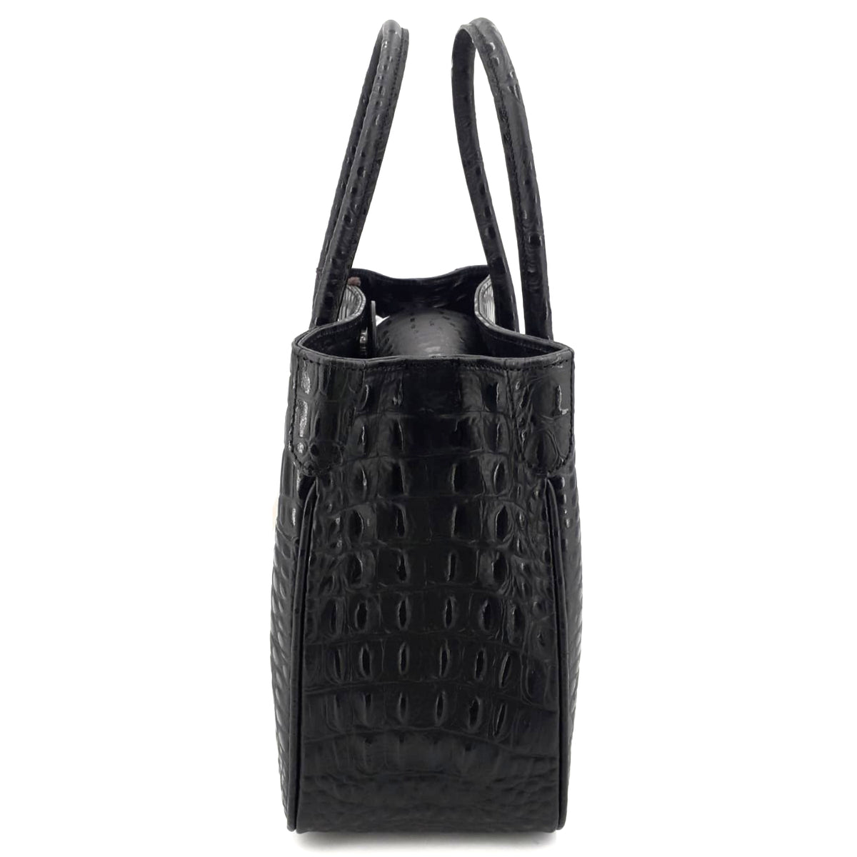 Maxima Tasche mittel, schwarz / Krokodil-Optik