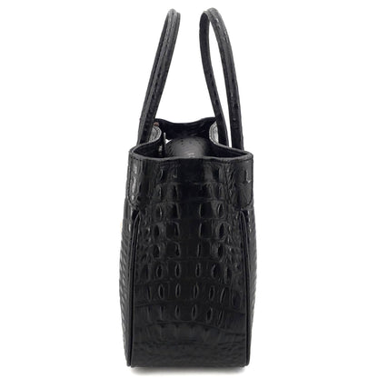 Maxima Tasche mittel, schwarz / Krokodil-Optik