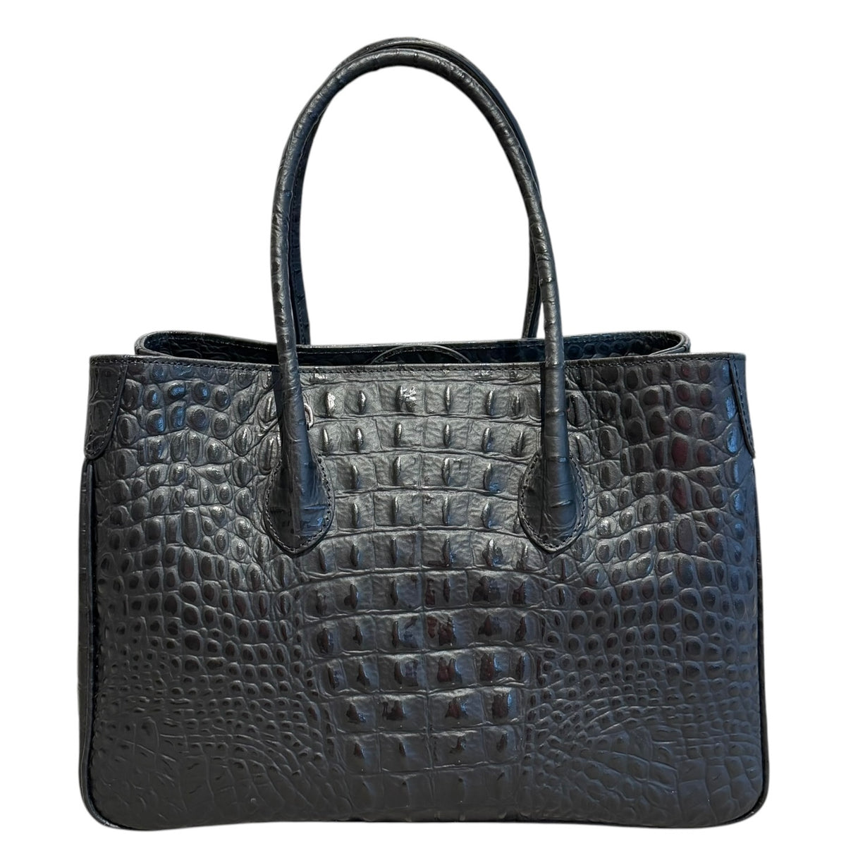 Maxima Handtasche mittel, schwarz Kroko-Optik