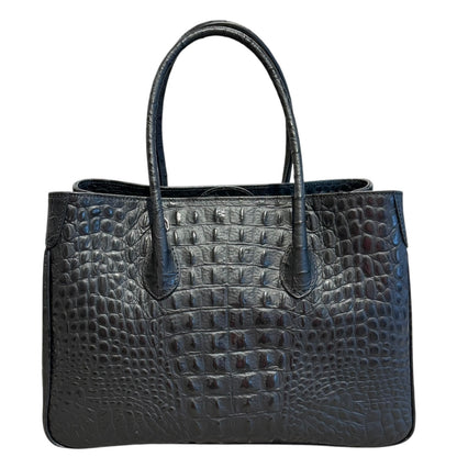 Maxima Handtasche mittel, schwarz Kroko-Optik