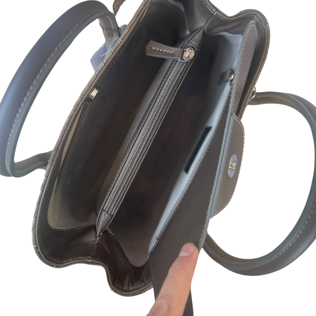 Maxima Handtasche Flecht klein, fango scuro, taupe