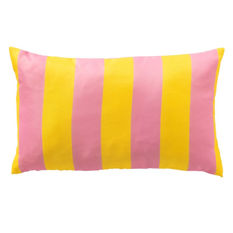 APOLLO - Outdoor Kissen 30x50 cm - Gestreift gelb rosa