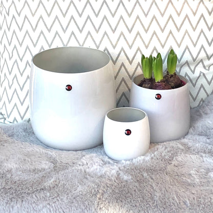 Mel Vase "Happy Spring", hellgrau