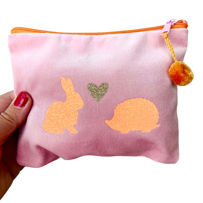 Frau Heidelberg Kosmetiktasche M rosa NEON orange Hase &amp; Igel