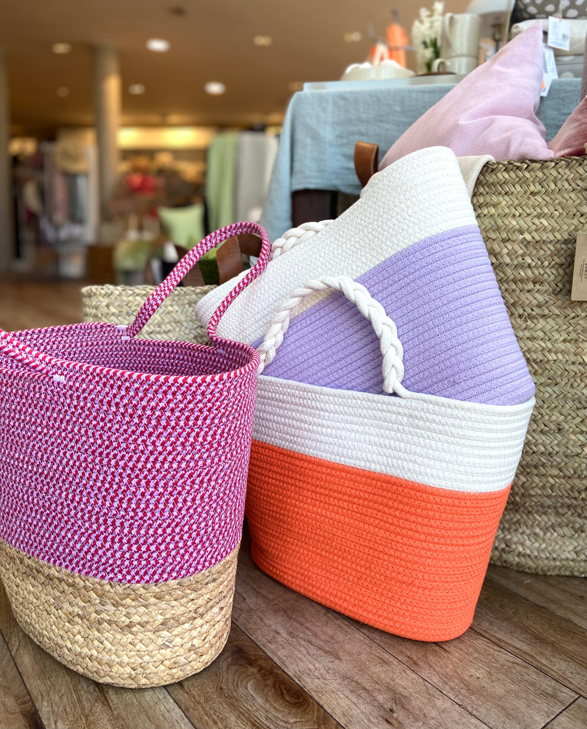 KAMOA Sommertasche Shopper Baumwolle weiß/ lavendel flieder