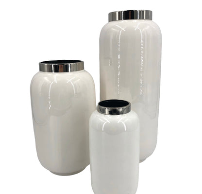 Vase Saigon S weiß Silber Gift Company