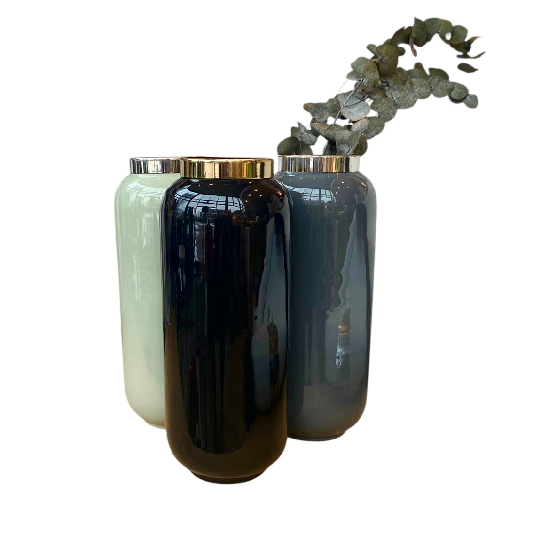 Gift Company Vase Saigon M schwarz mit Goldrand