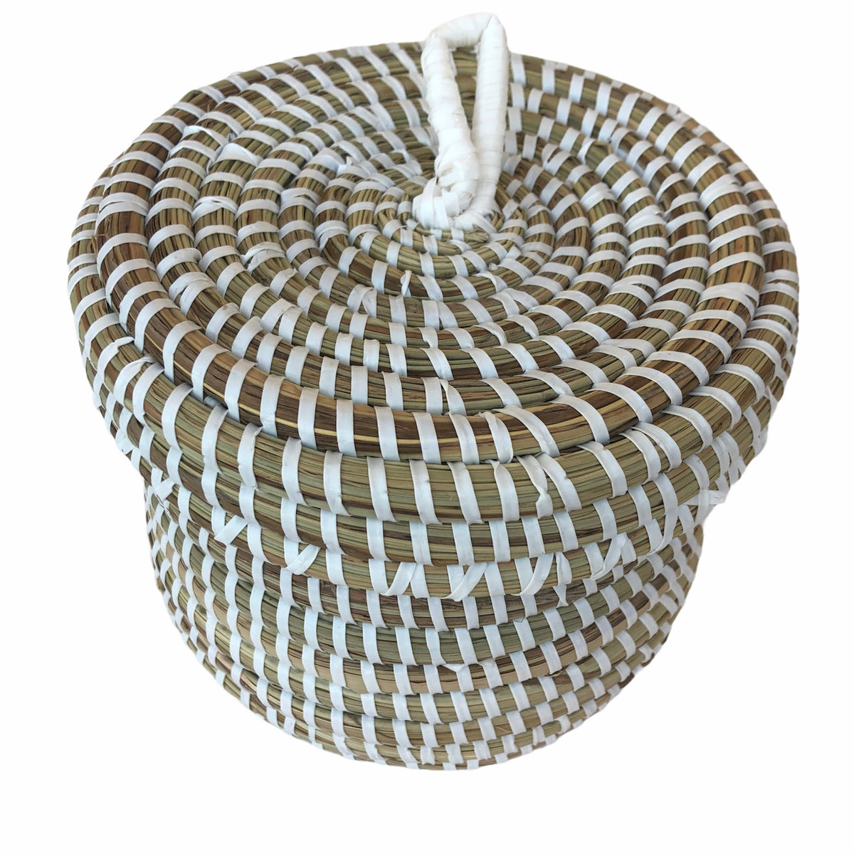 EA-Deco Korb mit Deckel klein mini natur/weiß