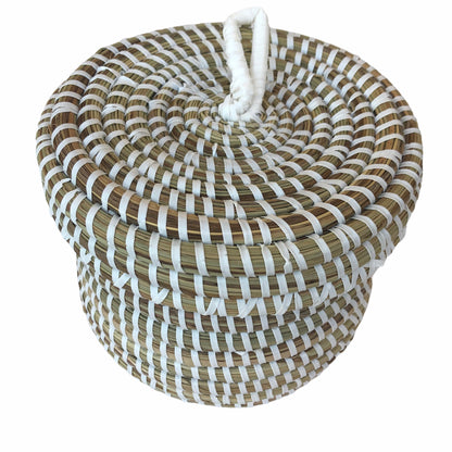 EA-Deco Korb mit Deckel klein mini natur/weiß