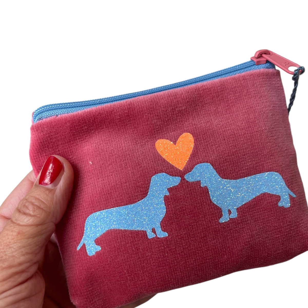 Frau Heidelberg Kosmetiktasche S rosa hellblau DACKEL