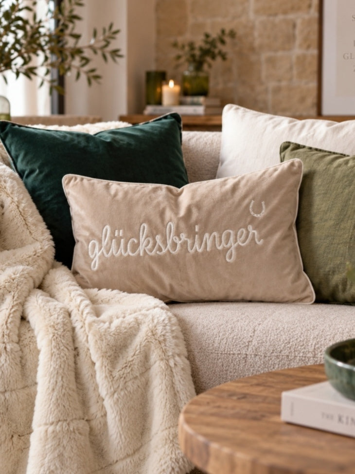Pad Letters Kissenhülle 30x50cm GLÜCKSBRINGER beige